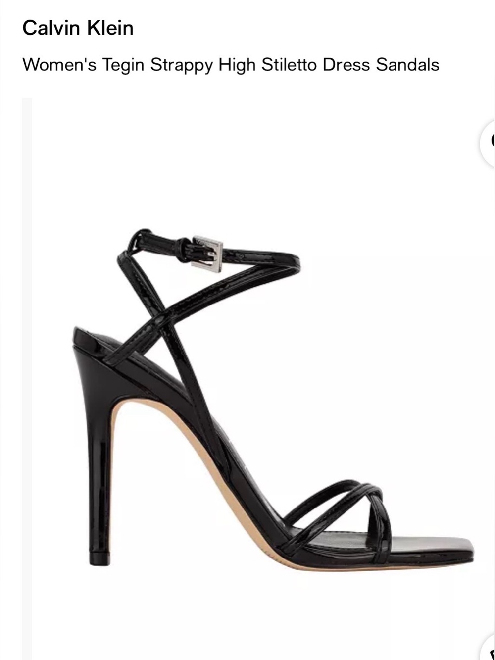 Calvin Klein Patent Black Strappy Stiletto Sandals